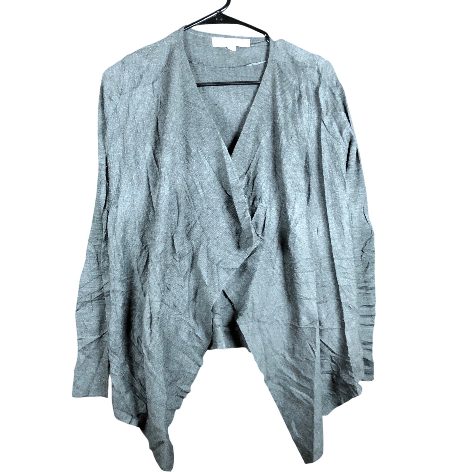 Ann Taylor Loft Womens Sweater Gray Cardigan Wool Blend Waterfall Open Front Xs